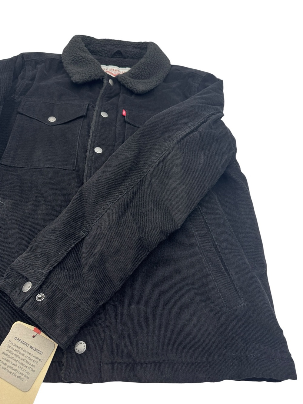 NWT Levi's Men's Black Corduroy Sherpa-Lined Trucker Jacket Size M - Picture 9 of 16